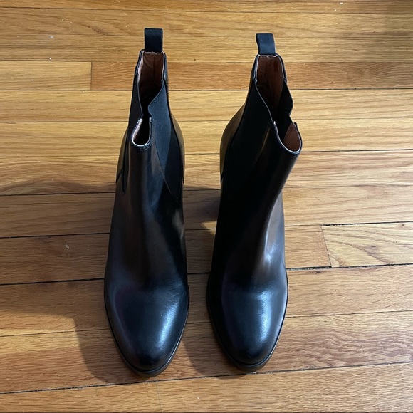 Frye Pull On Ankle Combat Booties Boots Black Leather - Picture 5 of 7